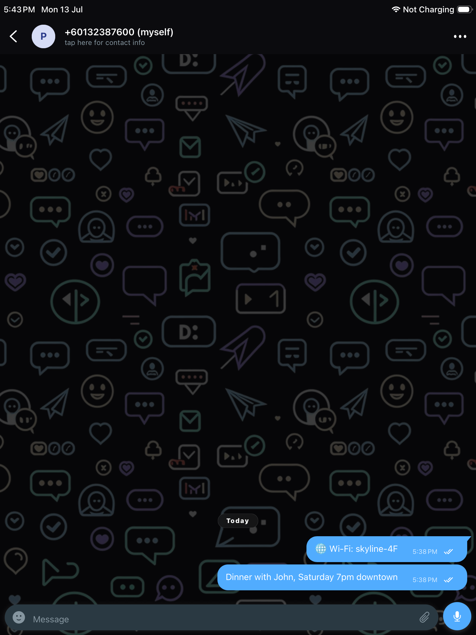 O'Chat on tablet — private notebook